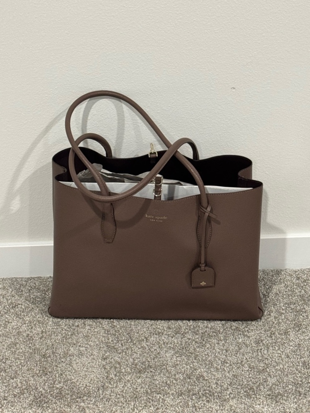 kate spade brown pebbled leather tote